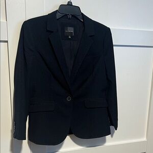 The Limited navy blue blazer w polkadots